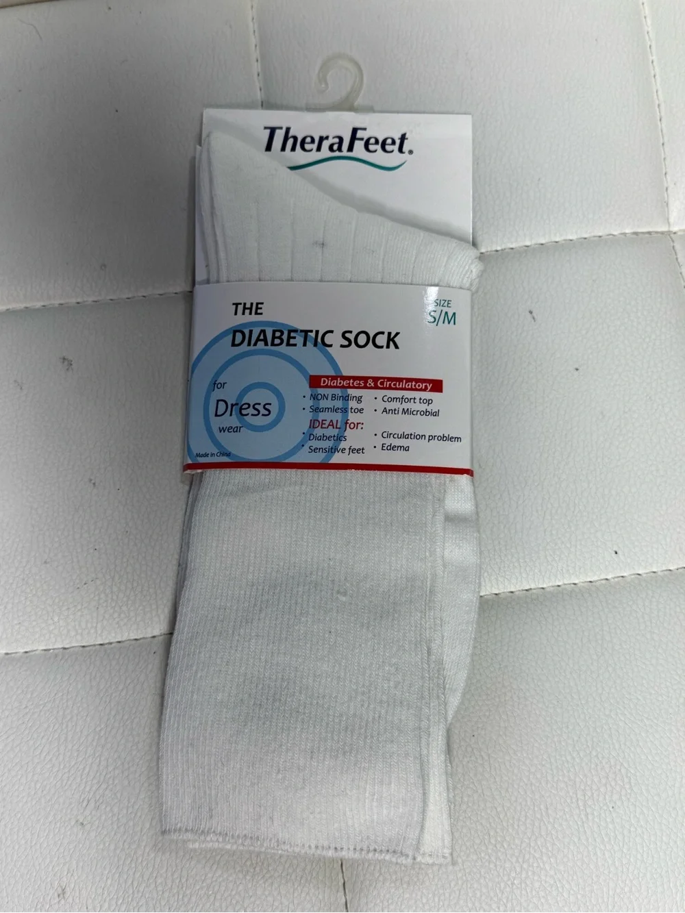 White Dress Diabetic Socks - S/M